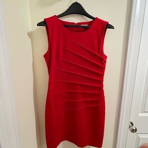 Calvin Klein Elegant Red Sleeveless Dress